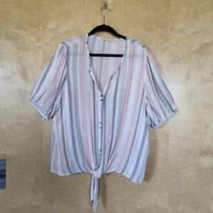 Gauzy Beachy Striped Blouse Size X-Large